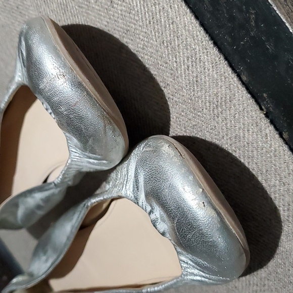 J CREW FLATS CECE BALLET METALLIC PLATINUM SILVER SHIMMER SHOES - Picture 8 of 11